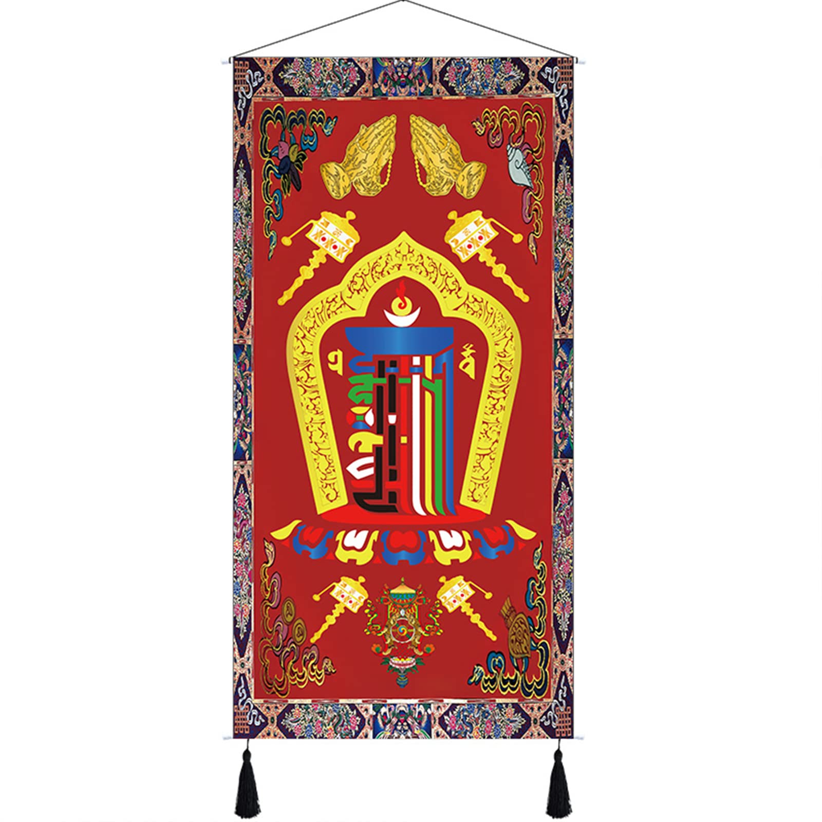 Scroll mural,Chinese Art Scroll Painting,Buddha Zen Wall Hanging, scroll mural,Tibetan Buddhism Decorations,Wall Scroll Hanging Painting Ten Phase Comfortable/Eight Auspicious,B(Co(Color:B (Color : On