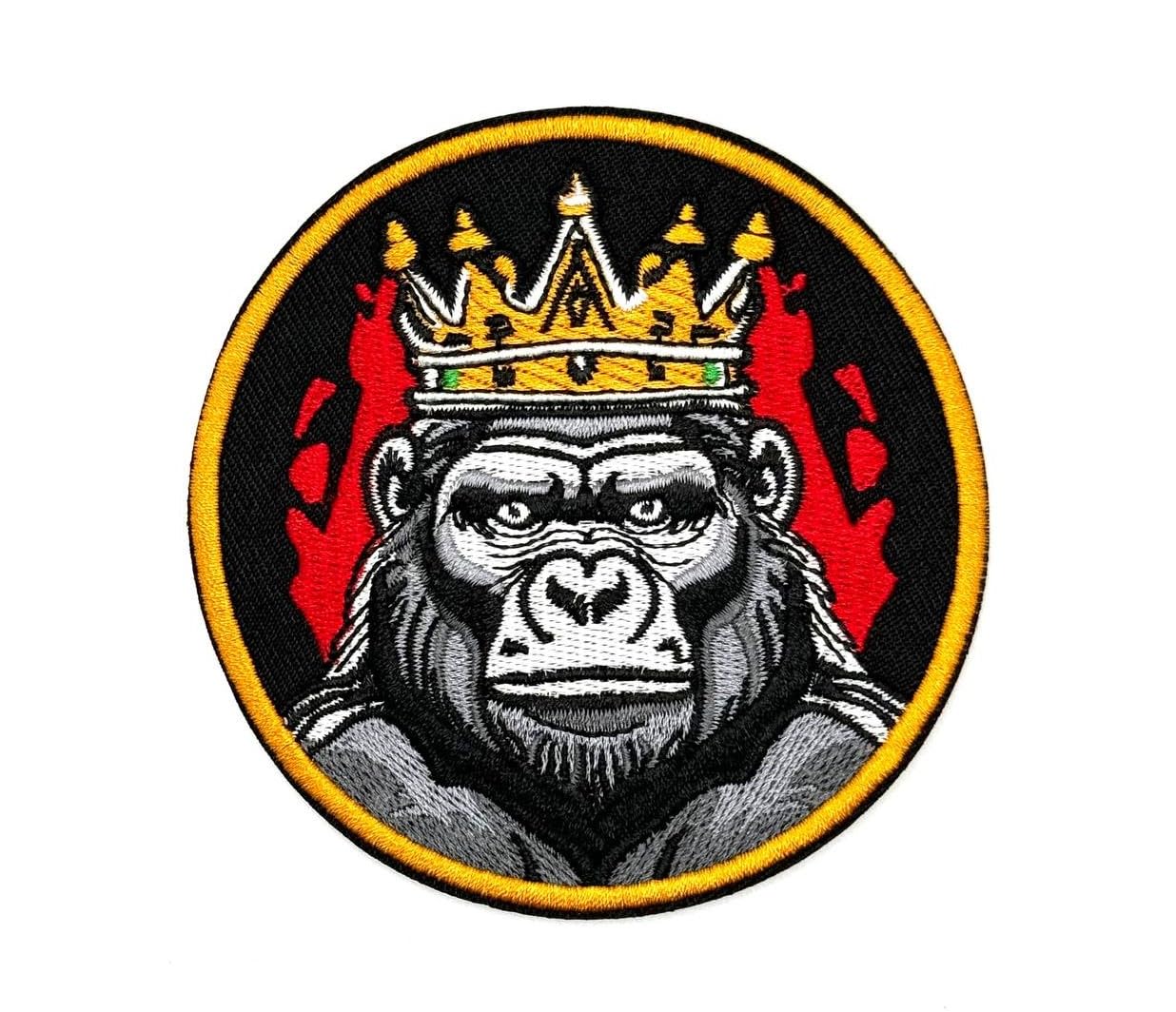 Generic 3.5"" Embroidered Gorilla with Crown Iron On Patch | Embroidered Iron On/Sew On Patch/Patches | Iron On Patches for Holes, Clothing, Dress, Jeans, Hat, Backpacks, Clothes