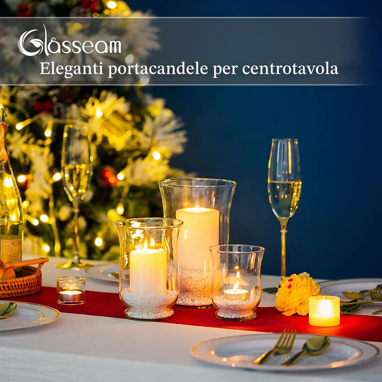 Portacandele Vetro Decorative Moderno: 3 Pz/Set Vaso Interno Shabby Chic Vasetti Per Candele Lunghe Piccole Colonna Galleggianti Votive Tea Light Fiori Tulipani Per Natalizie Matrimonio Centrotavola