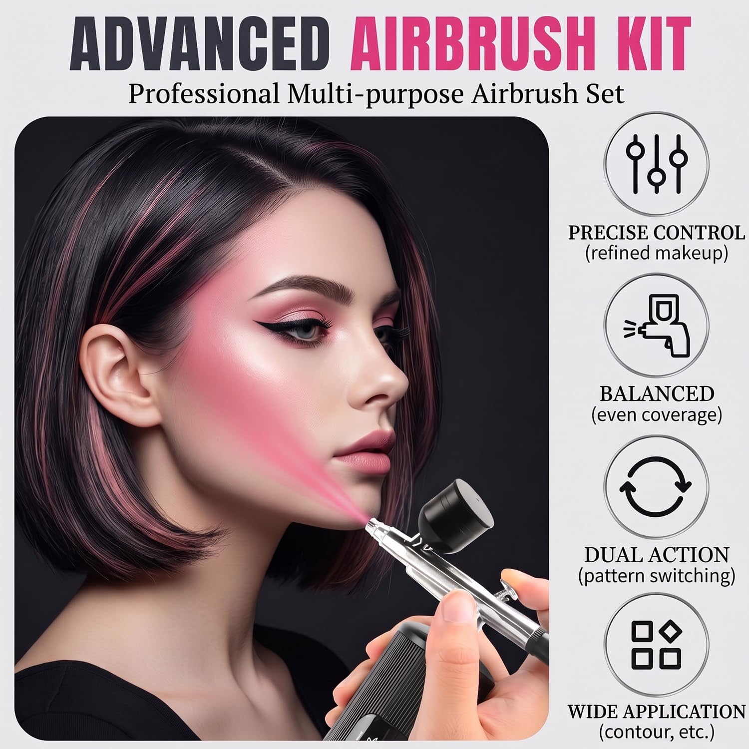 Kit aérographe avec écran LCD, 48 psi pour ongles avec compresseur