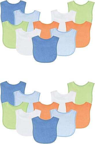 Miniatura 3 de Luvable Friends Baberos de rizo de algodón unisex para bebé Punto chica,Niño Verde Sólido,Chica geométrica,Niña Sólido,Niña Menta Sólida,Azul,Azul