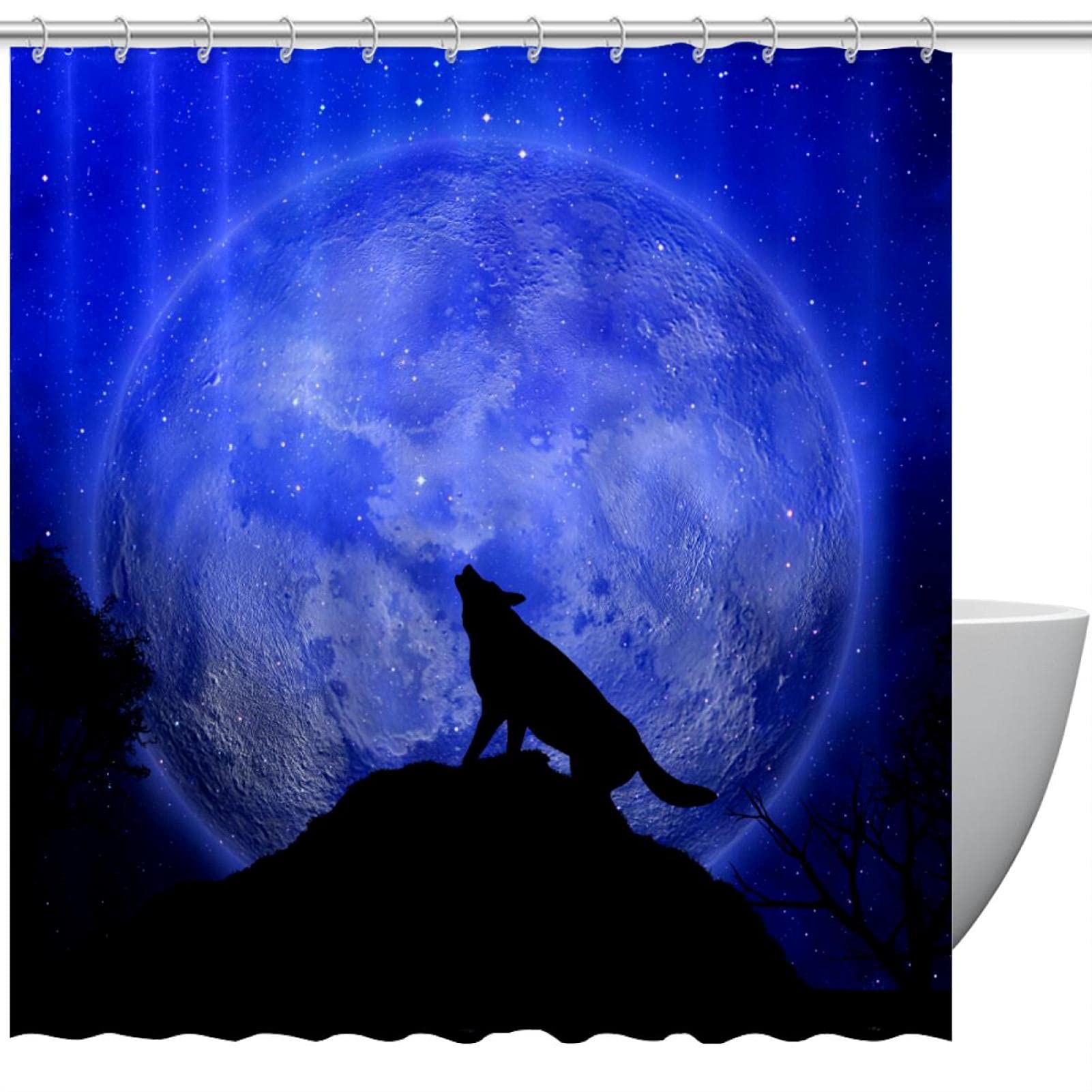 Rideau de douche sans odeur motif loup pour une salle de bain saine