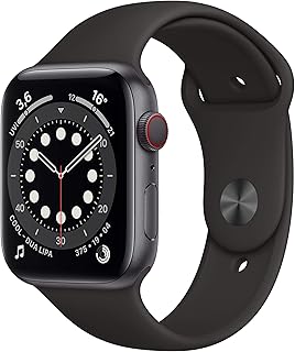 Apple Watch Series 6 (GPS + Cellular, 44 mm) Aluminiumgehäuse Space Grau, Sportarmband Schwarz