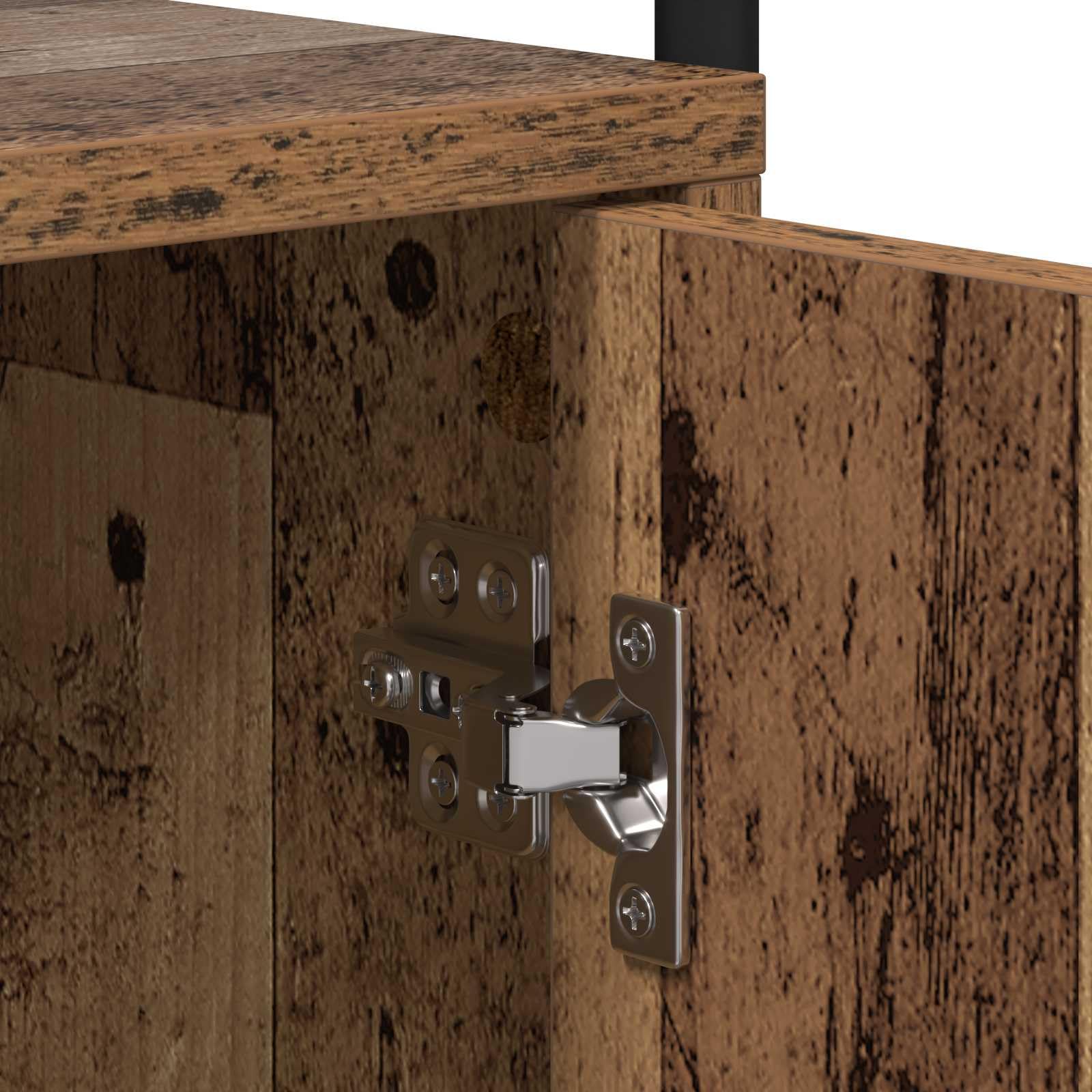 Armadio da notte legno antico con struttura in acciaio zincato, comodino moderno con anta e ripiano, mobiletto salvaspazio per camera letto soggiorno ufficio
