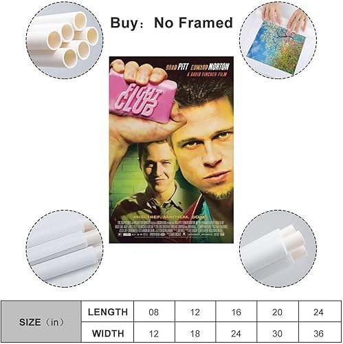 Miniatura 2 de Faninoil Póster de la película del club de la lucha 1 póster impreso en lienzo para el hogar, baño, dormitorio, oficina, sala de estar, decoración