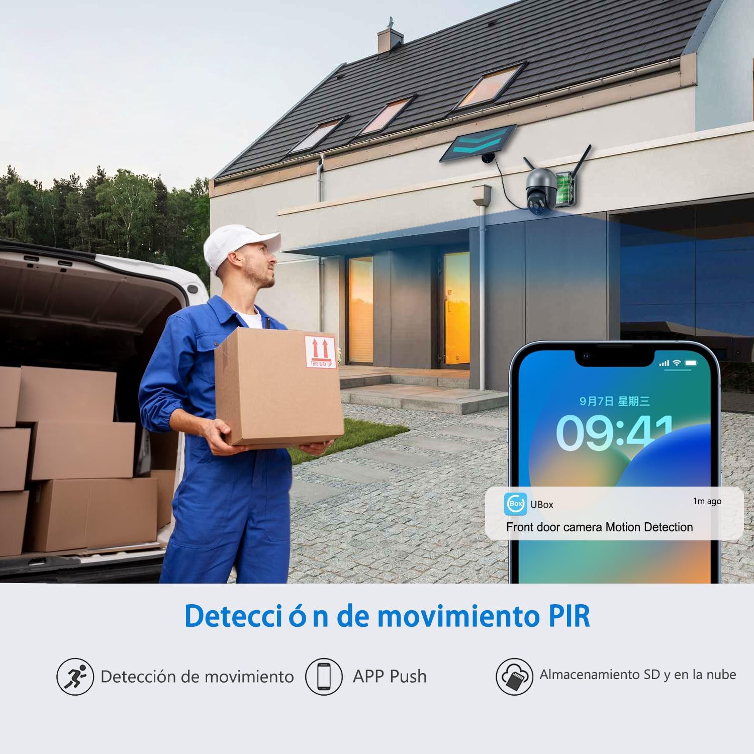 Videovigilancia sin Internet, Camara Vigilancia sin WiFi, Camara Vigilancia sim, Camara 360, Visión Nocturna Colorida, Detección, Almacenamiento en la Nube, Intercomunicador Bidireccional