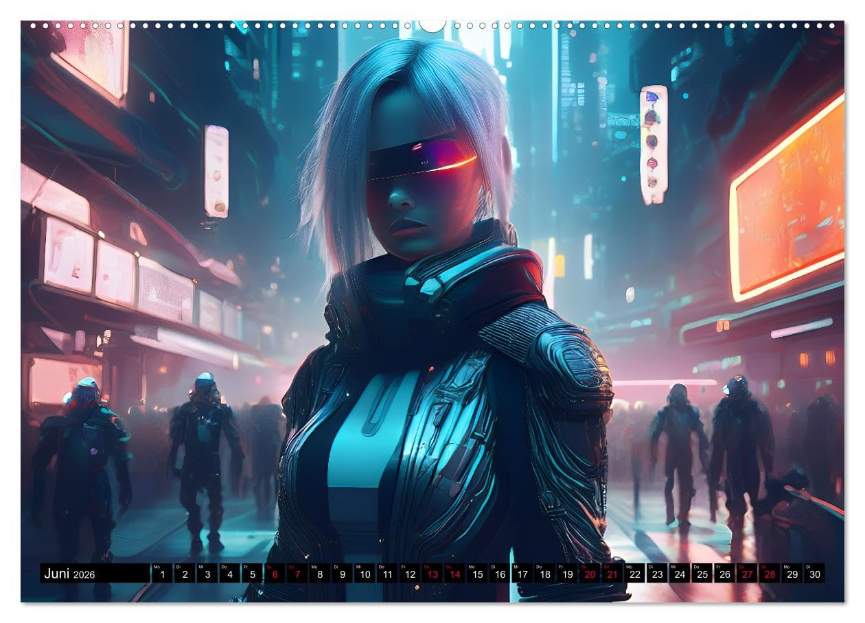 Cyberpunk (hochwertiger Premium Wandkalender 2026 DIN A2 quer), Kunstdruck in Hochglanz: Die Welt von Cyberpunk (CALVENDO Kunst)