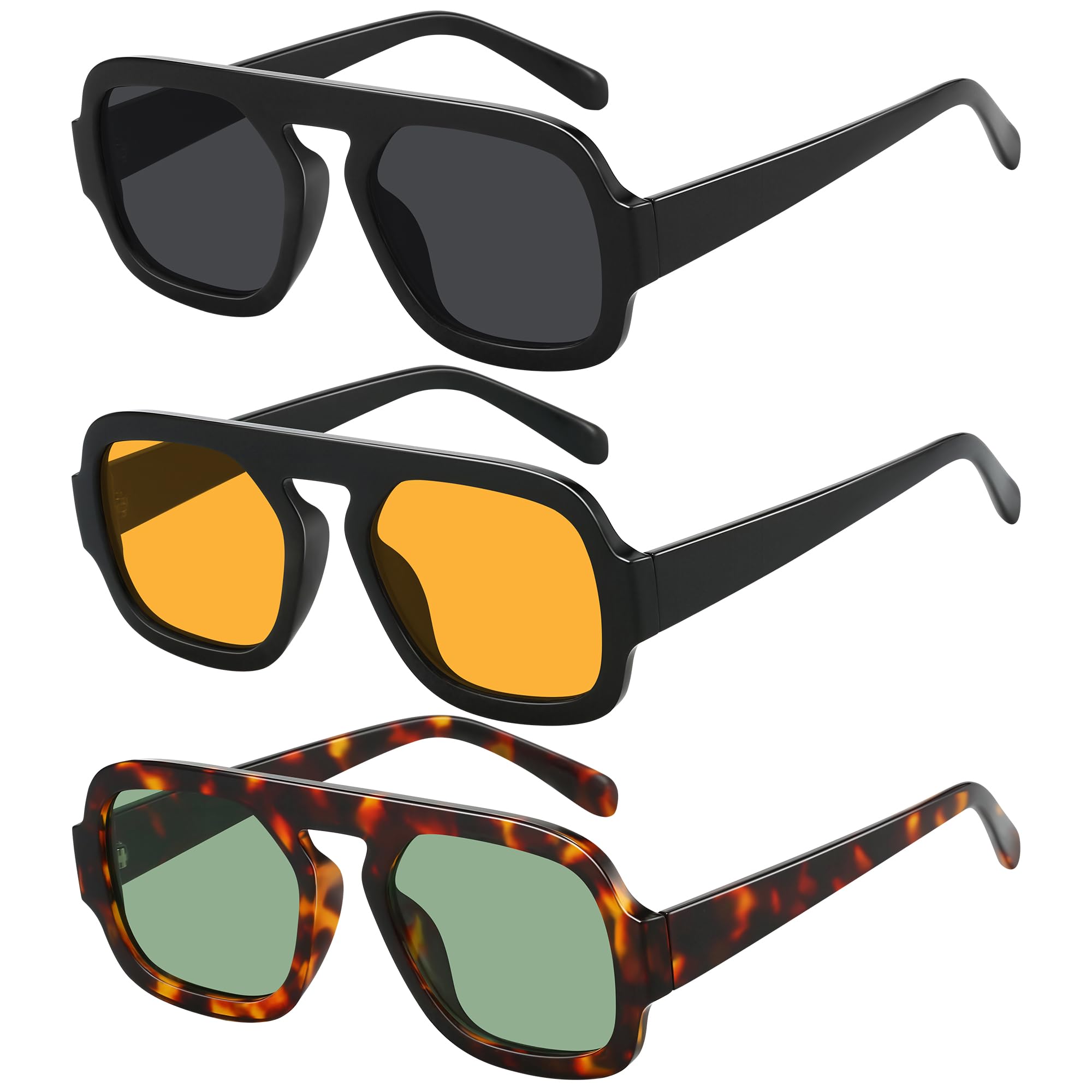 Jectieey Square Aviator Sunglasses Womens - Trendy Sun Glasses for Women Men UV Protection Lightweight Comfortable Shades