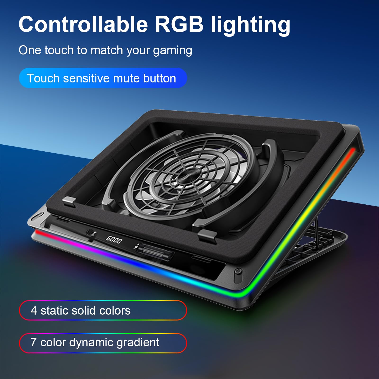 Raffreddatore per Laptop, Base raffreddamento PC portatile di Notebook da 13-19 Pollici, Raffreddatore Portatile con velocità regolabile, ventola turbo extra-large da 18 cm, hub USB a 3 porte