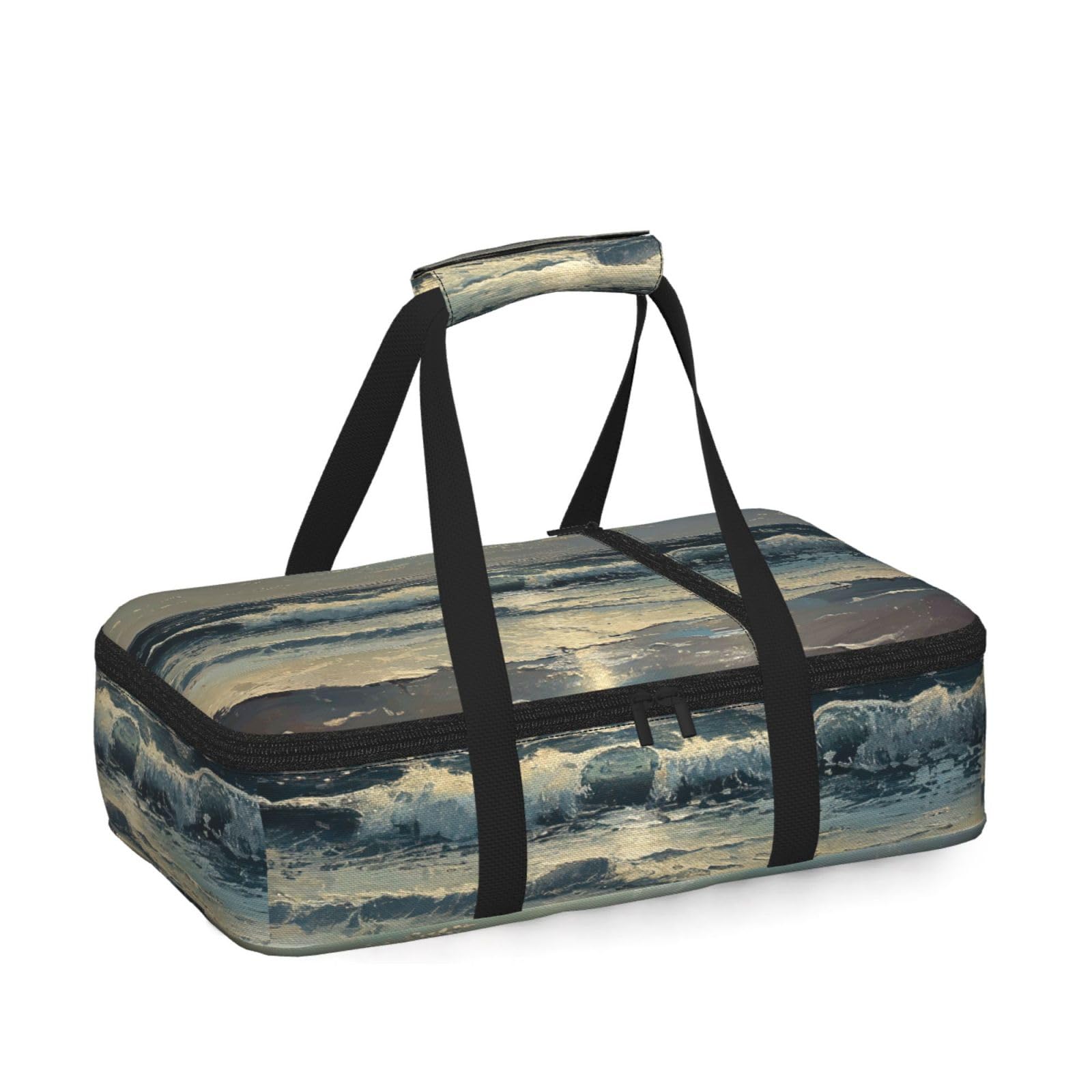 Moon And Sea Print Insulated Thermal Food Storage Bag Daily Reusable Picnic Tote Lunch Box Home
