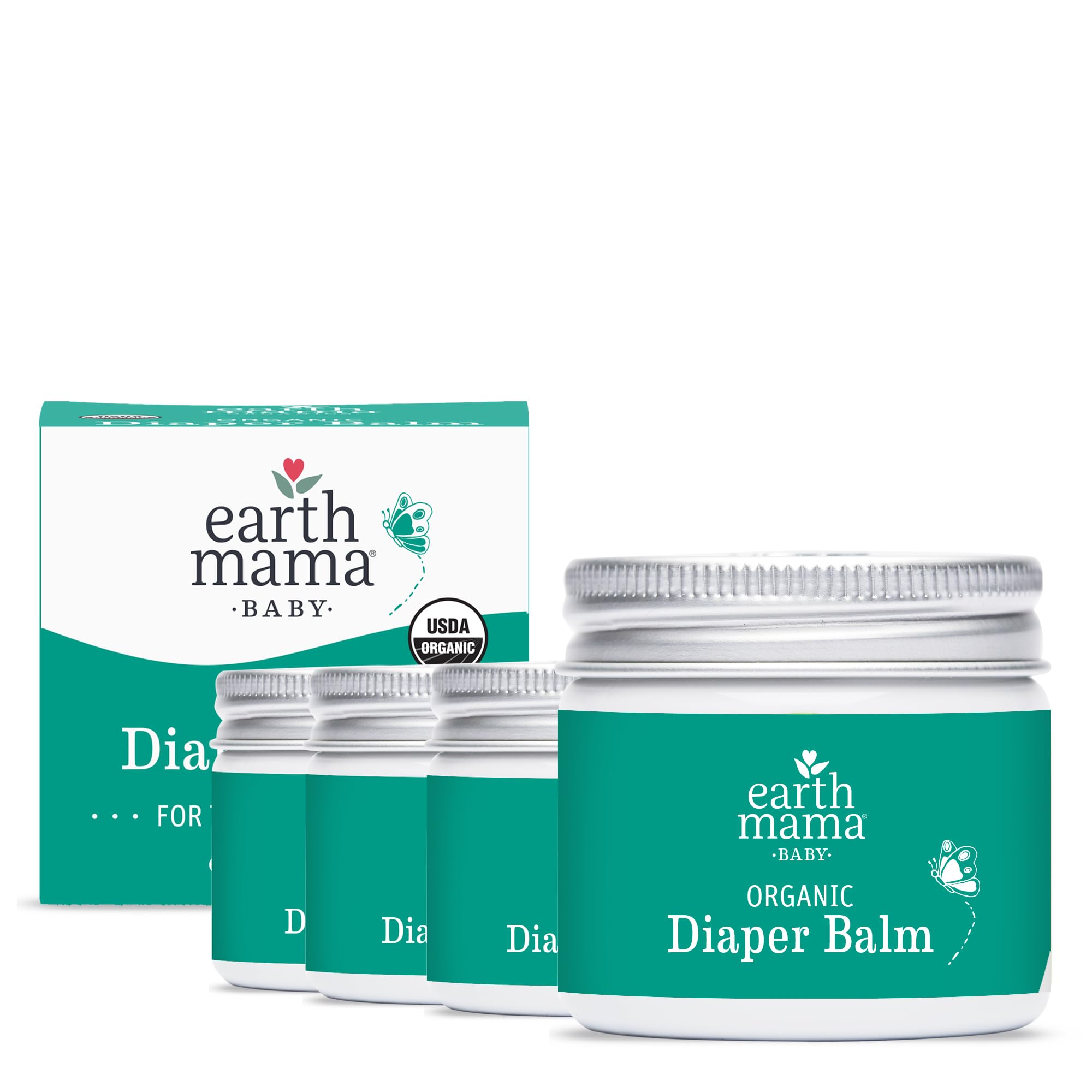 Organic Diaper Balm | Diaper Cream for Baby | EWG Verified, Petroleum & Artificial Fragrance-Free with Calendula for Sensitive Skin, 2-Fluid Ounce (4-Pack)