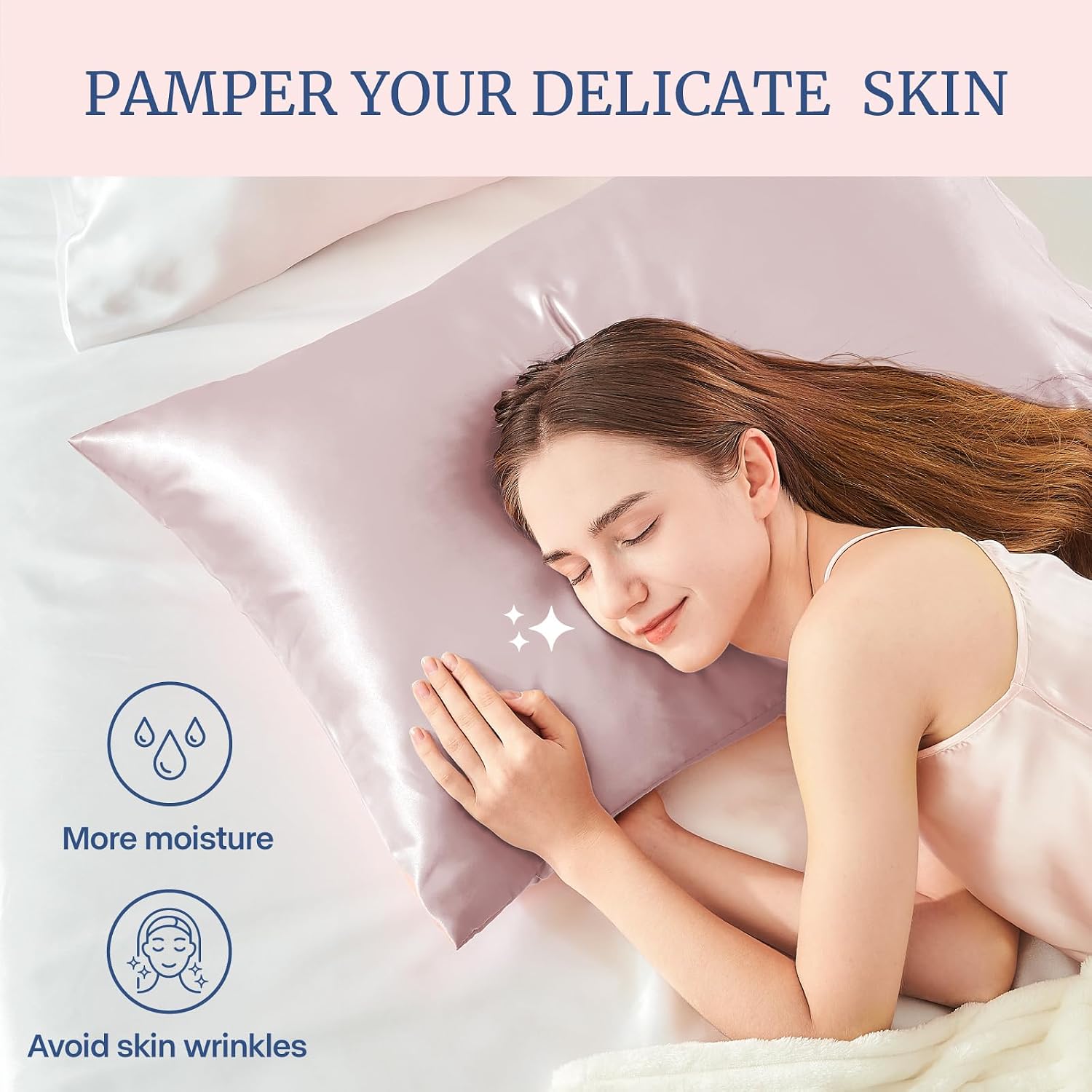 BEDELITE Satin Pillowcase for Hair and Skin, Super Soft and Cooling Similar to Silk Pillow Cases 2 Pack with Envelope Closure, Gift for Women Men(20"x26" Standard Size, Lotus Pink) thumbnail