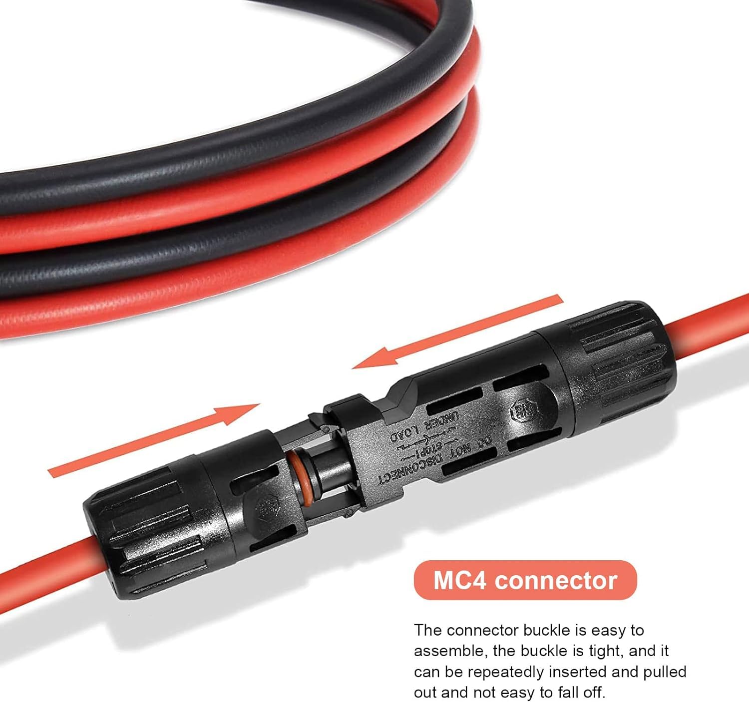 Prolunga per cavo solare da 8 m-6 mm², con spina MC4, CC 1500 V, rosso e nero
