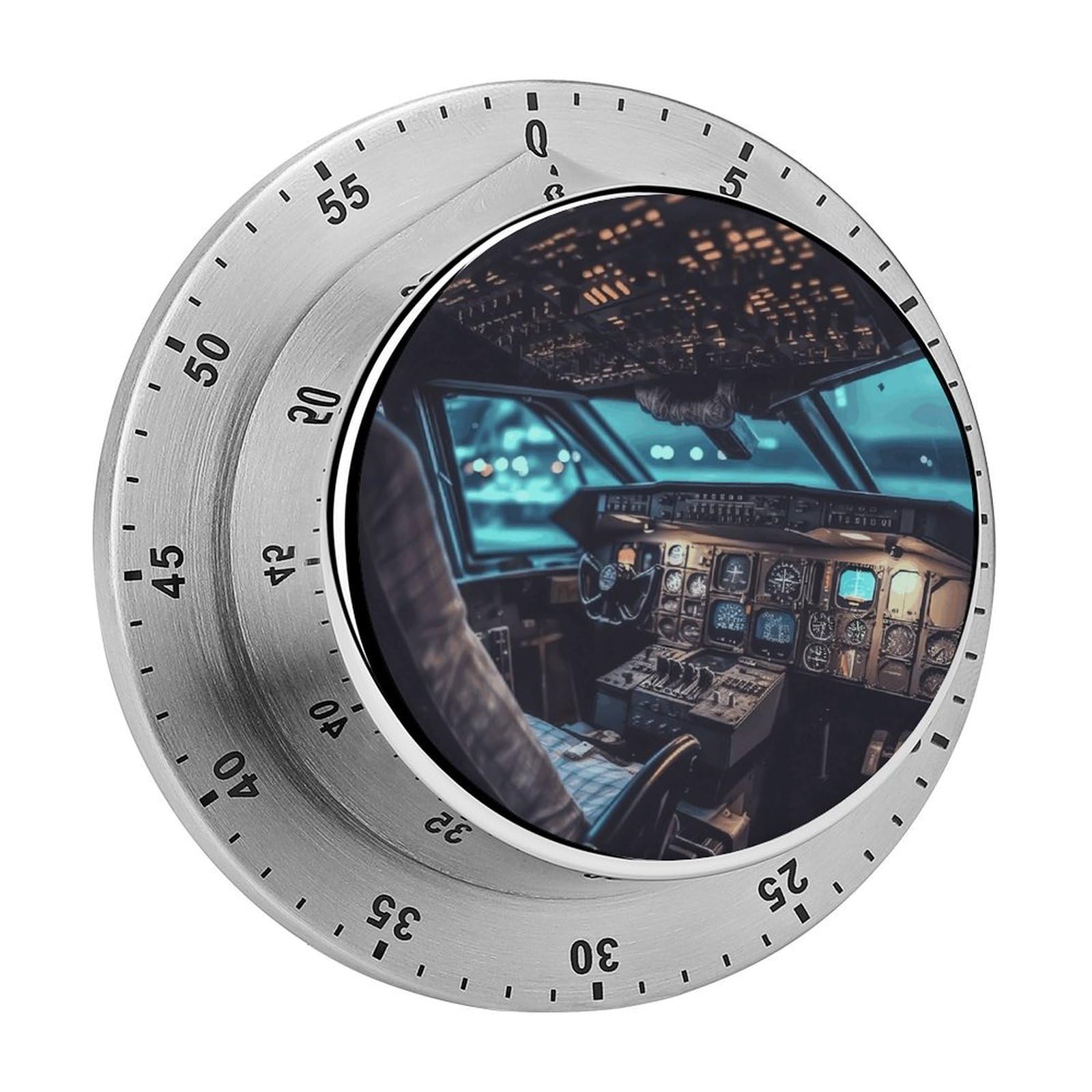 Airplane Timer Exquisite Stainless Steel Body Mechanical Desk Timers 60 Minutes Visual Countdown Timers with Magnetic Backing Loud Alarm Kitchen Timer for Cooking