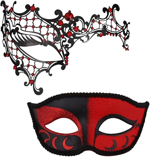 Masquerade Mask Couple Set Metal Masks Venetian Party Mask Halloween Costume Mask Mardi Gras Mask