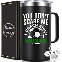 Qtencas Soccer Coach Gifts, 20oz Insulated Coffee Mug with Key Chain, Best Gift for Coaches, Birthday Christmas Gift Soccer Coach Appreciation Gifts for Men, Black