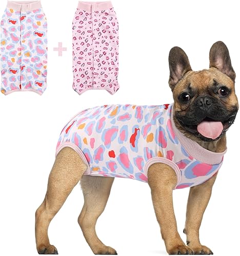 Miniatura 14 de SAWMONG Paquete de 2 trajes de recuperación para perros después de la cirugía, traje de recuperación de perros de poliéster suave, traje quirúrgico