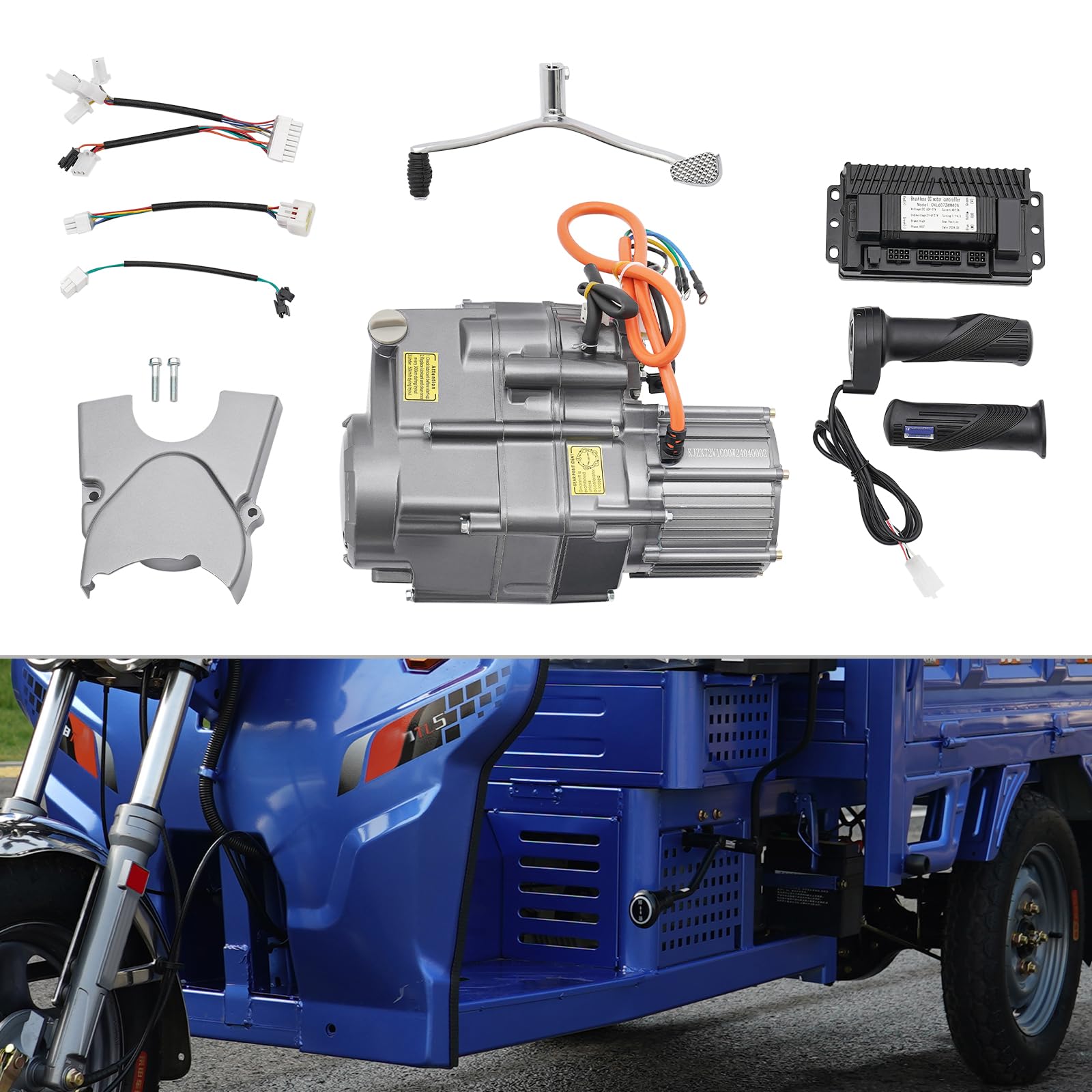 Kit motore brushless da 1000 W 72 V DC, kit di conversione fai da te con controller e leva dell'acceleratore per scooter elettrici, motociclette elettriche, golf cart