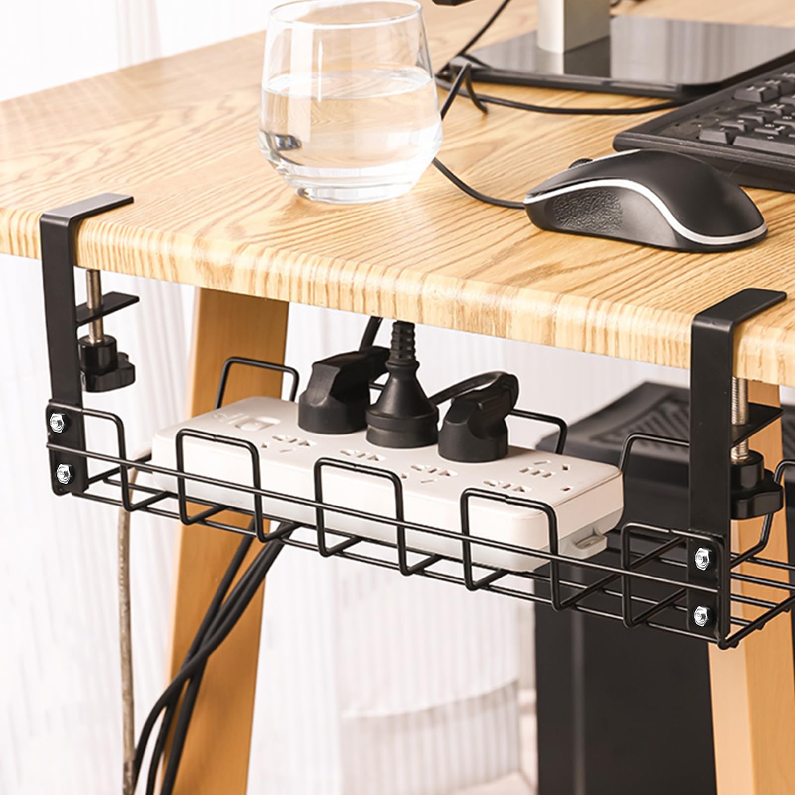 Schreibtisch Kabelkanal für ordentlicher Kabelmanagement, Kabellwanne für kabelorganisation am Arbeitsplatz, Tray for Home Office Cable Management Under Desk, Kabel Organizer, Schwarz (2 Stück)