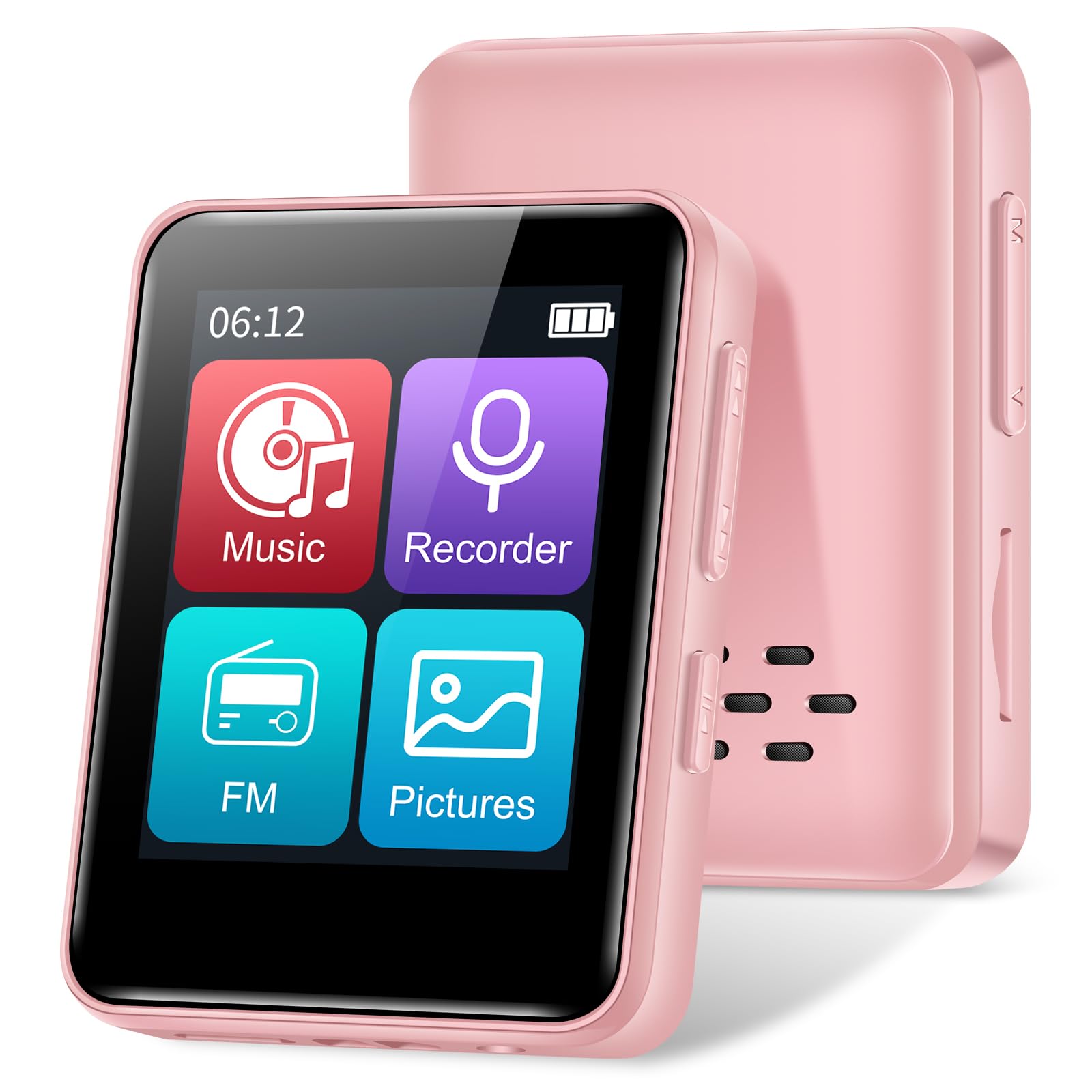 MP3 Player with Bluetooth, 1.8 inch Screen Portable Music Player with Speaker, FM Radio, Recorder, Expansion to 512GB, Pink with 32GB Micro SD Card-image-38