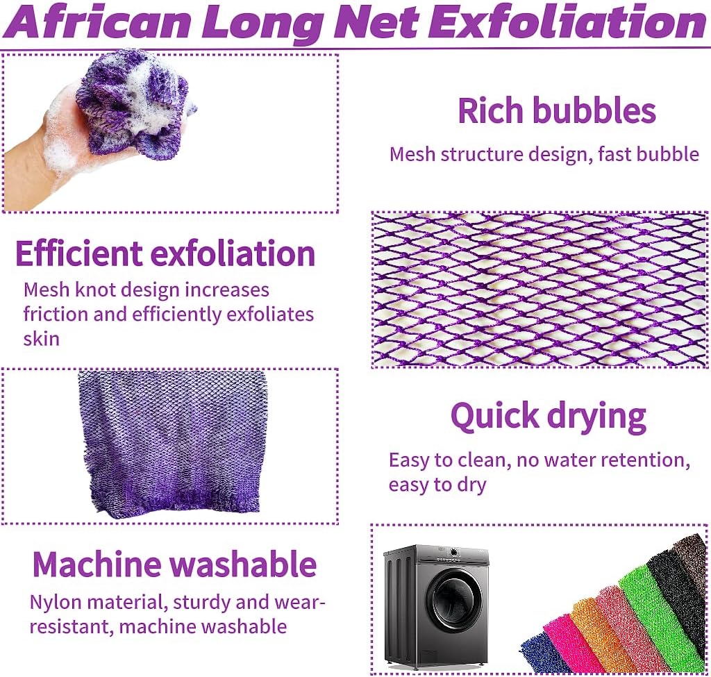 SPMKTBOZAI African Net Sponge Authentic, Exfoliating Net for Body Back image 5