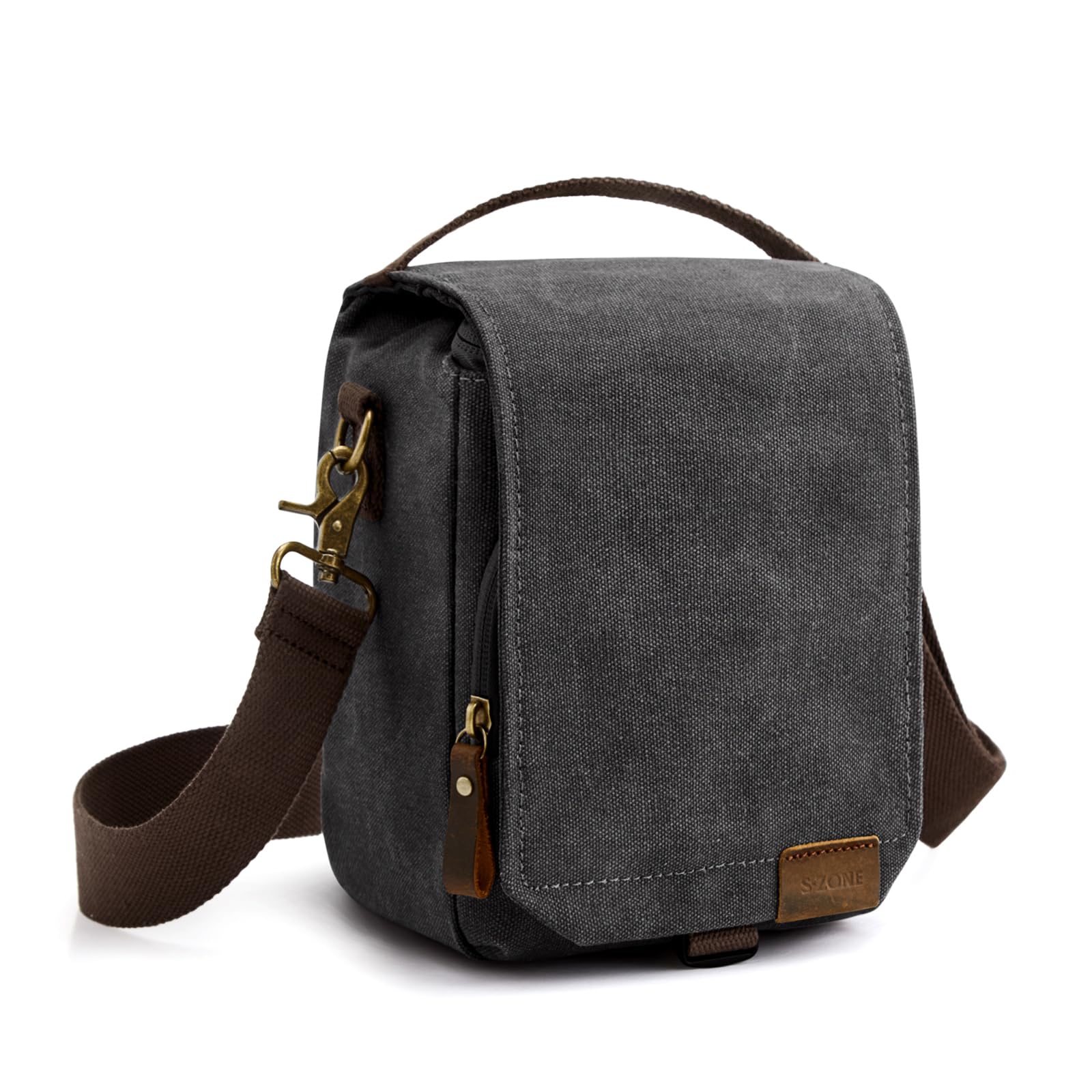S-ZONE Kameratasche Kleine DSLR SLR Wasserabweisende Canvas Fototasche Schultertasche Kameratasche zum Umhängen für Fotografen