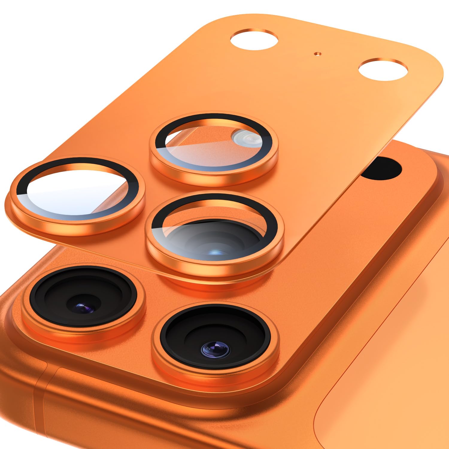 EZ-GLAZ-for iPhone 17 Pro Camera Lens Protector, Metal Frame with Installation Tool, Military-Grade 9H+ Tempered Glass, Full Coverage, Anti-Scratch, 12FT Shatterproof, Case-Friendly, Cosmic Orange, 1-Pack