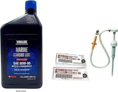 Miniatura 3 de YAMAHA Yamalube - Kit de lubricación de engranajes fuera de borda OEM con bomba, ACC-GEARL-UB-QT, aceite de unidad inferior, 90430-08003-00 juntas