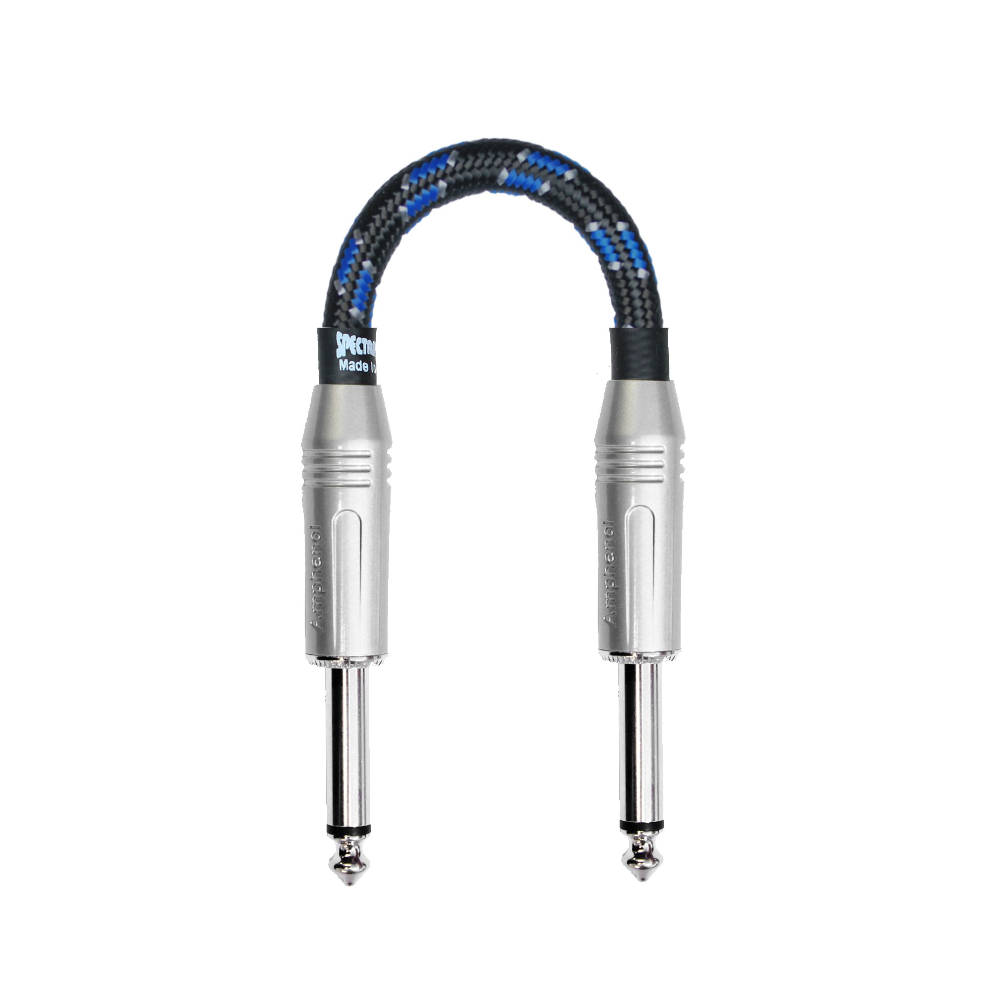 Braided Series Pedal Cable, 9 Inch, Dual Straight Plugs, Blue