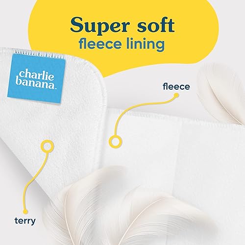 Miniatura 4 de Charlie Banana Insertos de forro polar reutilizables y lavables para pañales de tela, talla única, paquete de 3