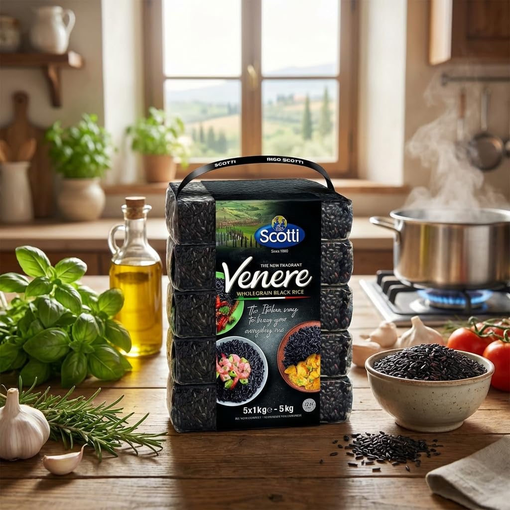 Black Rice, Venere, Product of Italy, All Natural, Non-GMO, Gluten-Free, Riso Scotti (Black Rice 11 lbs (5 x 1kg))