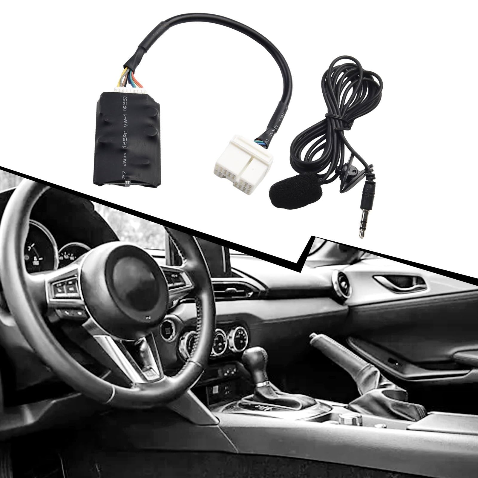 Kompatybilny z Bluetooth kabel adaptera AUX do Honda Accord 2003-2011, Civic 2006-2010, CR-V 2004-2011, moduł wejściowy stereo z przyłączem mikrofonowym