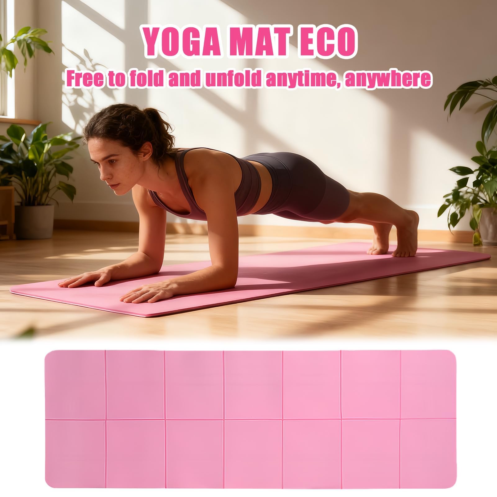 Składana mata do jogi – gruba mata do ćwiczeń z antypoślizgowym uchwytem, ekologiczna TPE do domowej siłowni, podróży i pilatesu, 183 x 61 cm sprzęt fitness dla kobiet