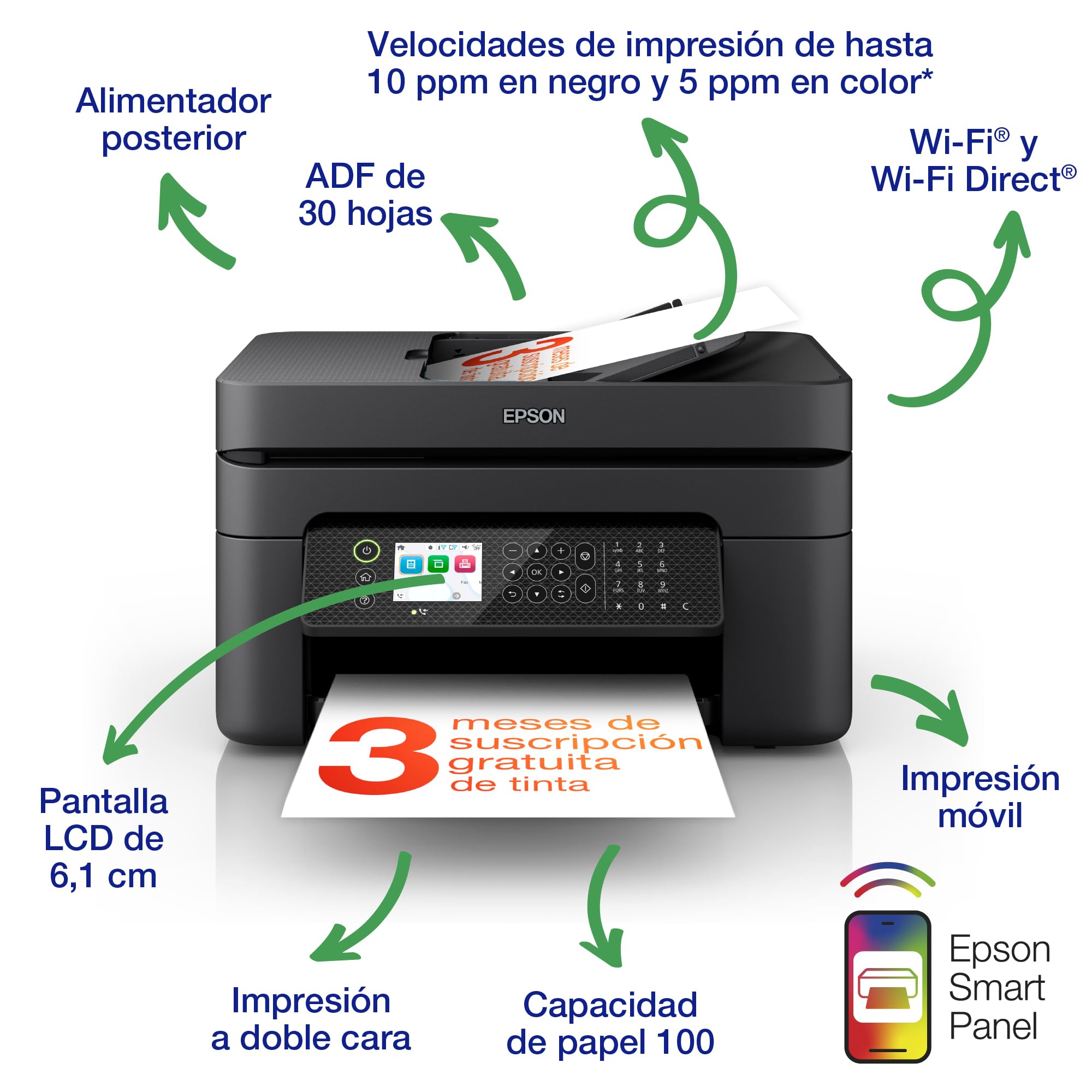 Epson Impresora de inyección de Tinta multifunción Workforce WF-2950DWF A4 con conectividad inalámbrica