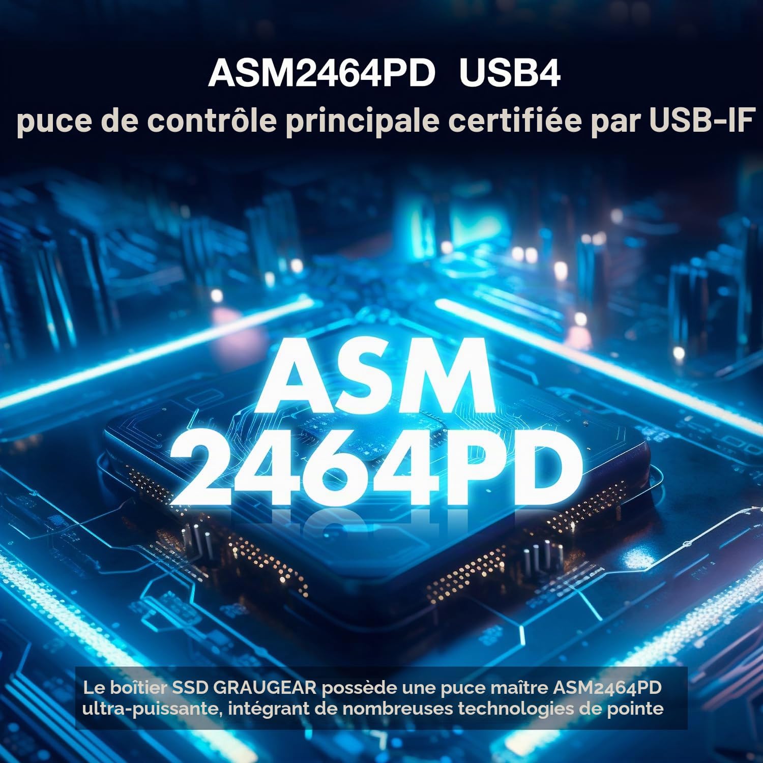 GRAUGEAR Station d'accueil SSD M.2 NVMe 40 Gbit/s, Base d'accueil Externe USB 4 avec Ventilateur de Refroidissement, Prise en Charge UASP, Compatible avec Thunderbolt 4/3, Puce ASM2464PD
