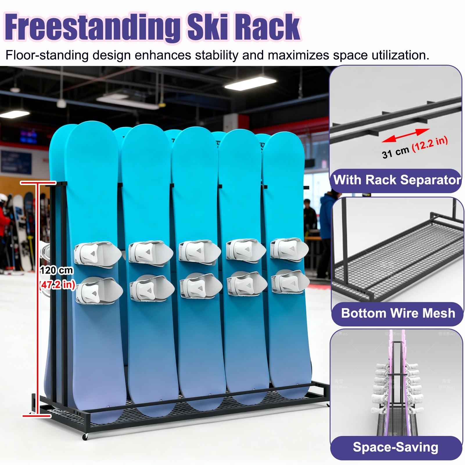 SkistäNder 1 2 3 4 5 6 8 9 10 Paar Skiaufbewahrungsständer zur Organisation, Ski Aufbewahrungsregal Freistehend, Skibrettständer für Garage/Keller, Longboard-Träger