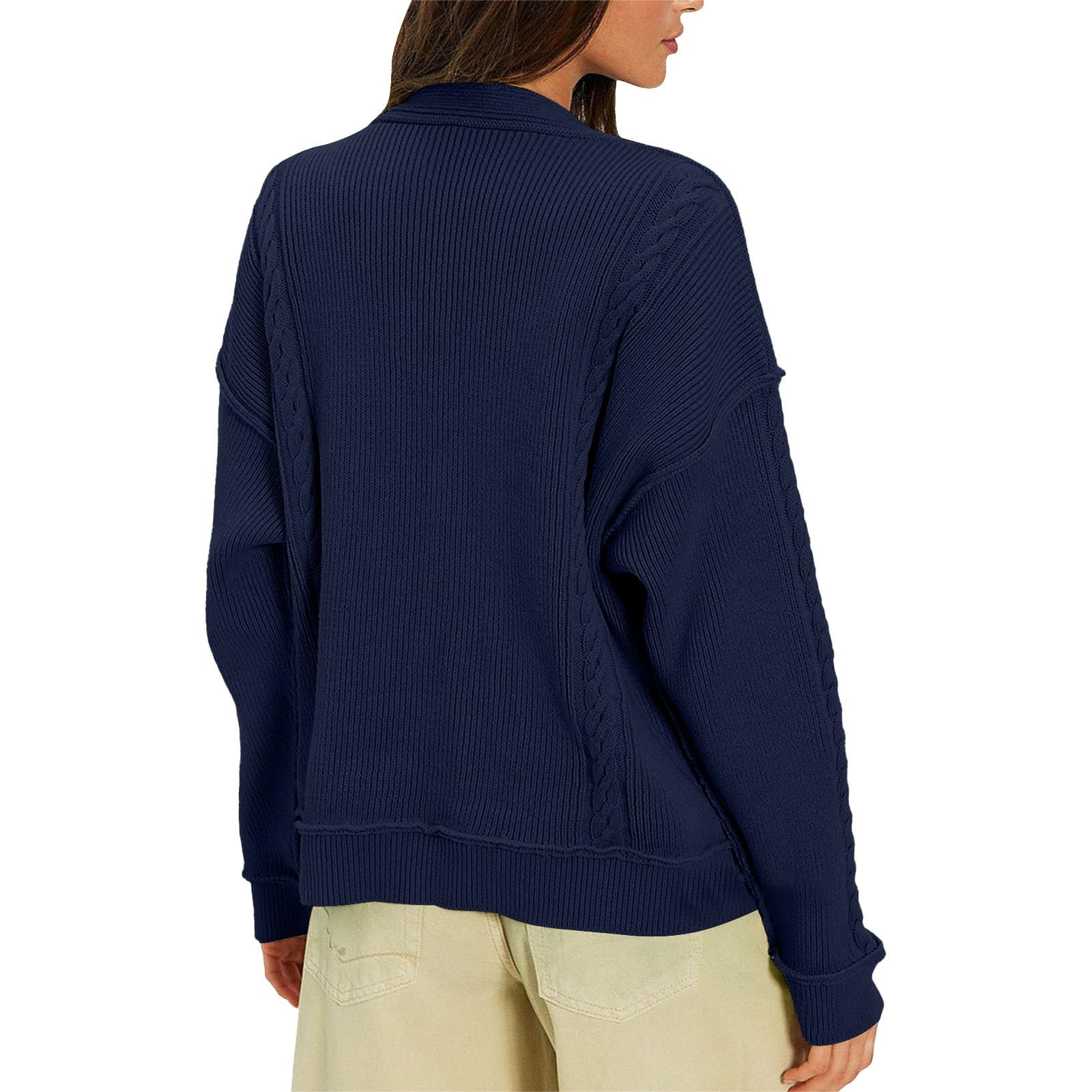 Gilet Femme Cardigan Chic Et Elegant Mi Long Automne Vêtement Chaud Epais