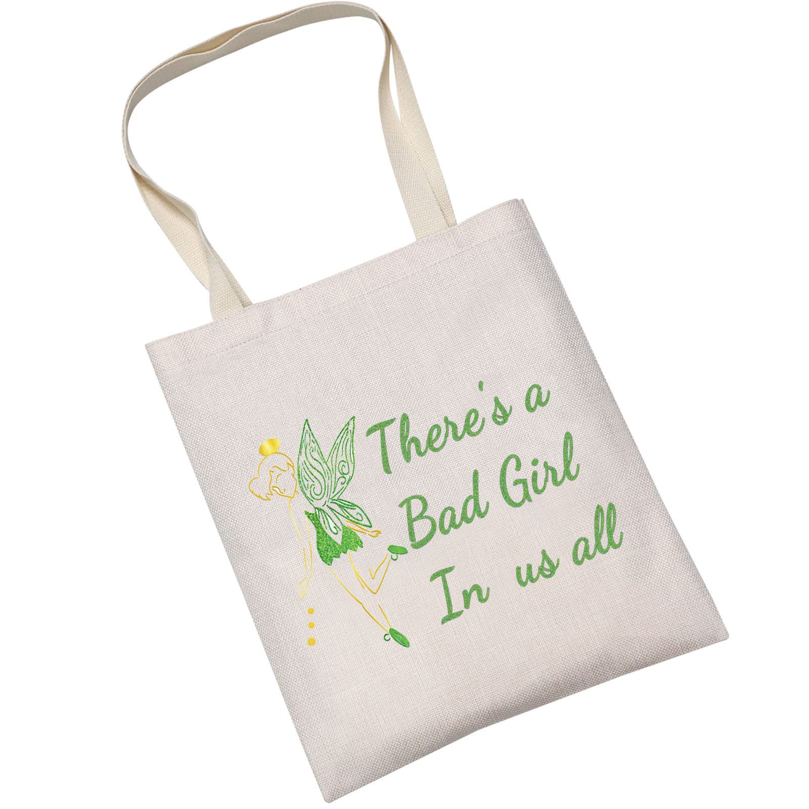 LEVLOFairy Tale Quote Cosmetic Bag Fairy Pixie Lover Gift There's a Bad Girl In Us All Makeup Zipper Pouch Bag For Women Girls, Bad girl tote