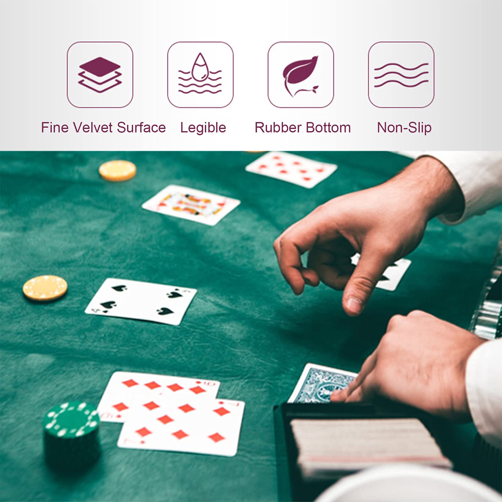 Tapis de Poker Professionnel 120 x 60 cm/120 x 60 cm | Sac de Transport Inclus | Tapis Poker Texas Holdem | Plateau de Poker | Antidérapant | Table de Poker Pliable Tapis de Cartes
