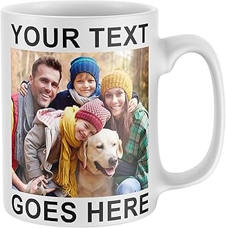 Personalised Upload Your Own Photos Custom Text Coffee Cup Tea Mug | British Made | 11oz Spacious Mug | Large Handle Easy Grip | Custom Photo Gift | Heat Changing Option (Any Image Any Text)