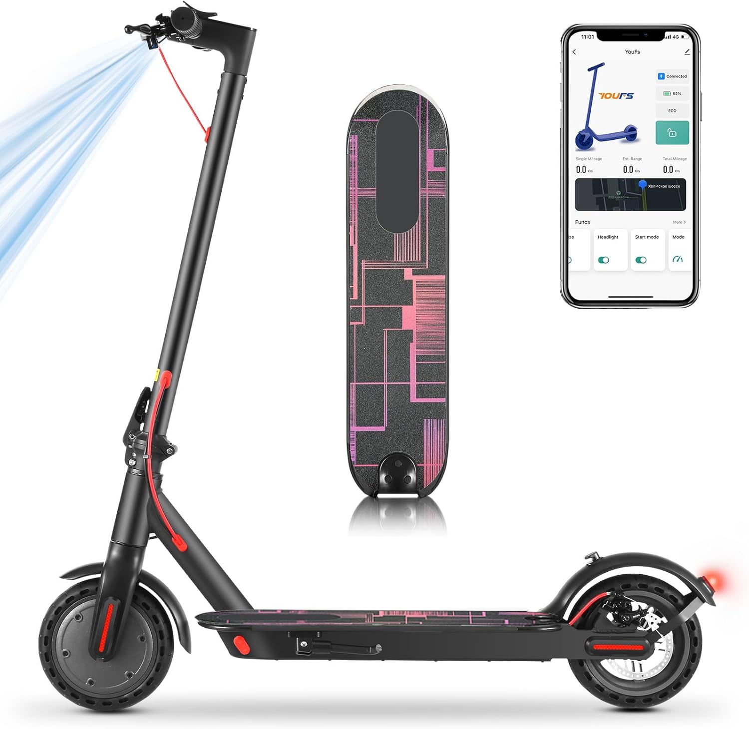 Caroma Electric Scooter for Adults & Teens, 630W Peak Motor, Top Speed 20 MPH, 18 Miles Long Range, 8.5" Solid Tires, Foldable Escooter with Dual Braking for Commuting, Cruise Control & Smart APP Lock product image