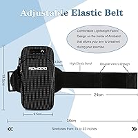 Vista 4 de Soporte para teléfono para correr, resistente al agua, para iPhone, Samsung y LG, 2 bolsillos, tamaño grande, banda elástica, bolsa de teléfono