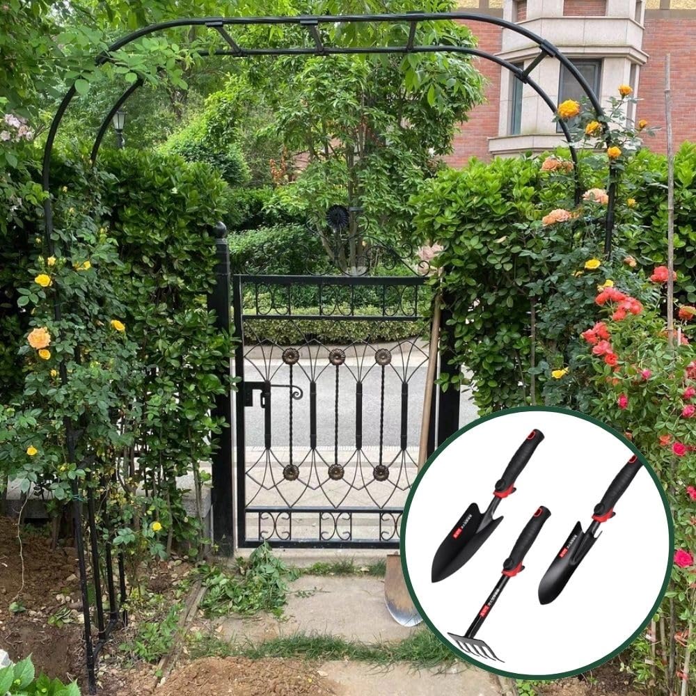Arco da giardino in acciaio per piante rampicanti, rose, glicine, 120-300 cm, arco per eventi e matrimoni (200 x 240 cm)