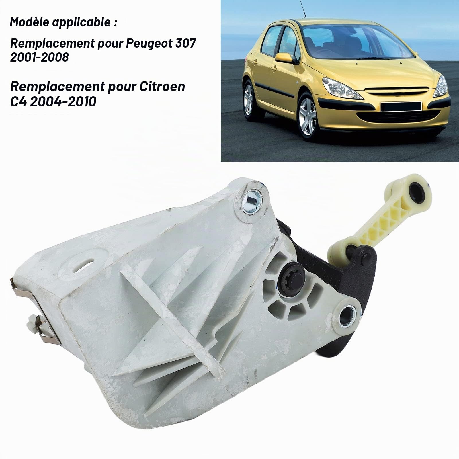 Qiilu Support de câbles de commande de tringlerie de vitesse Plaque de support de commande de changement de vitesse 9659241380 pièce de rechange pour 307 2001-2008