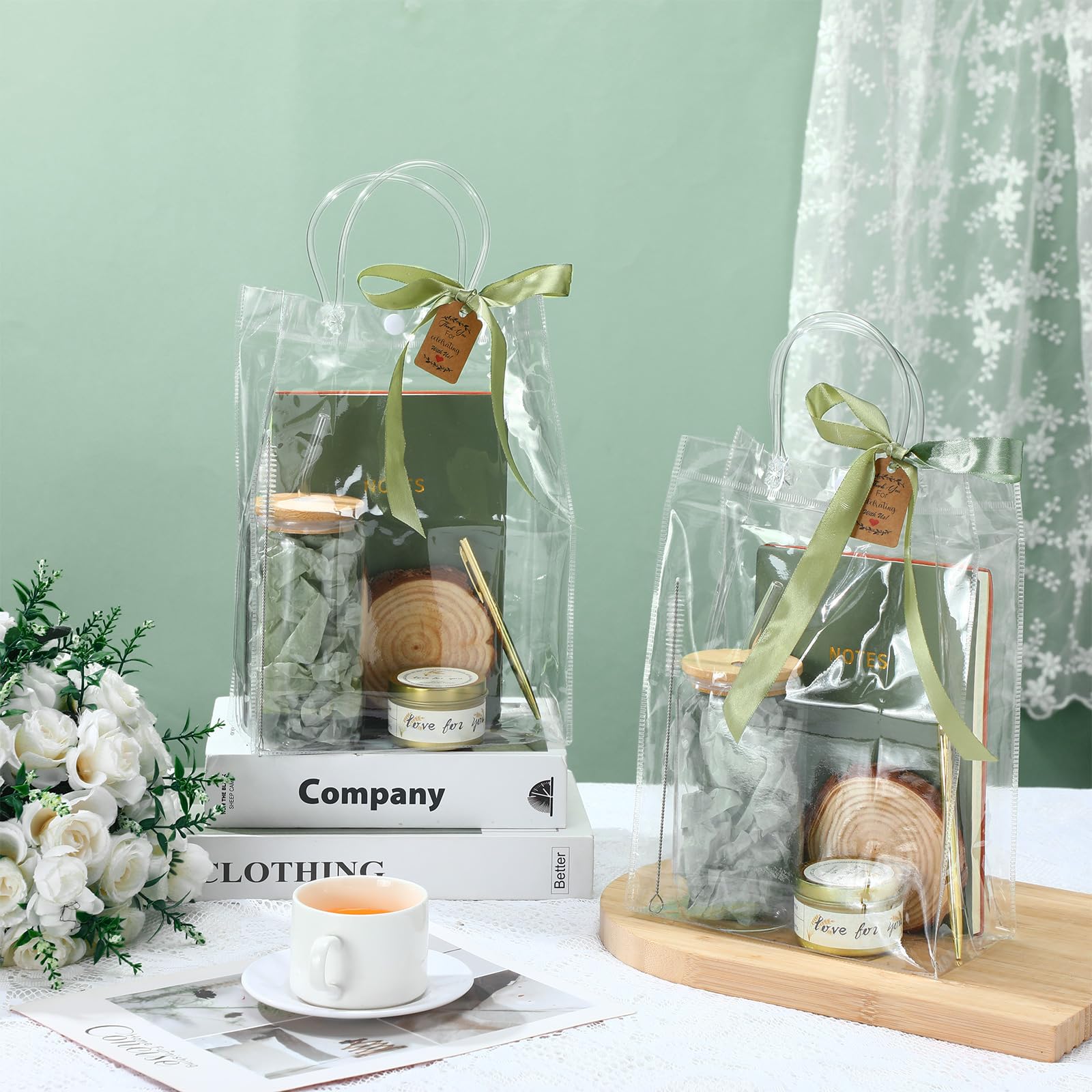 MotiMind 6 zestawów nagród na baby shower dla zwycięzców zabawy, prezenty na wesele, wieczór panieński, upominki na przyjęcie dla dziecka, w tym szklane puszki, notatniki, długopis, świece sojowe