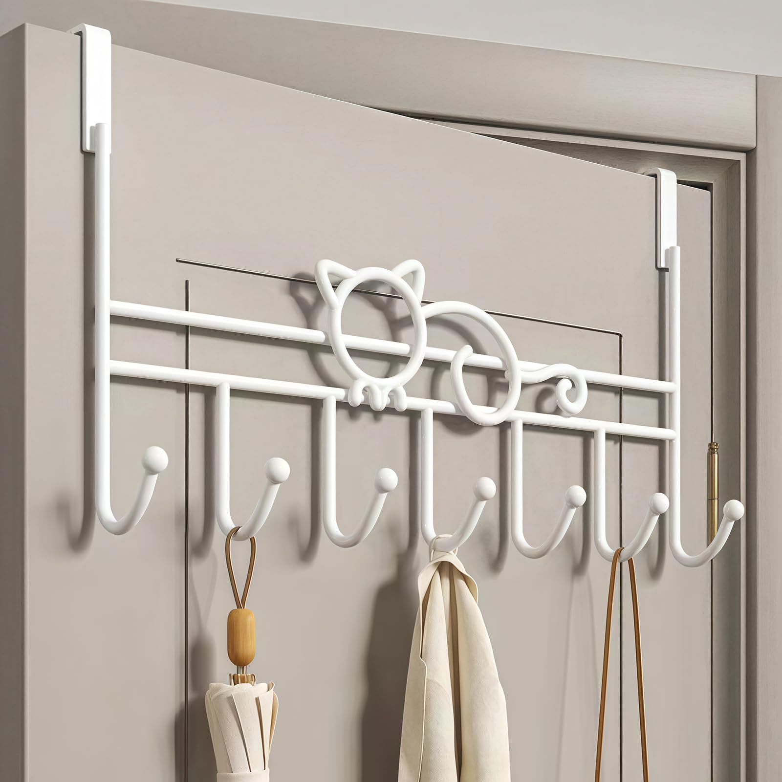 Sturdy White Over Door Hanger Rack for Coats Towels Bags 42cm x 22cm 1 Pack