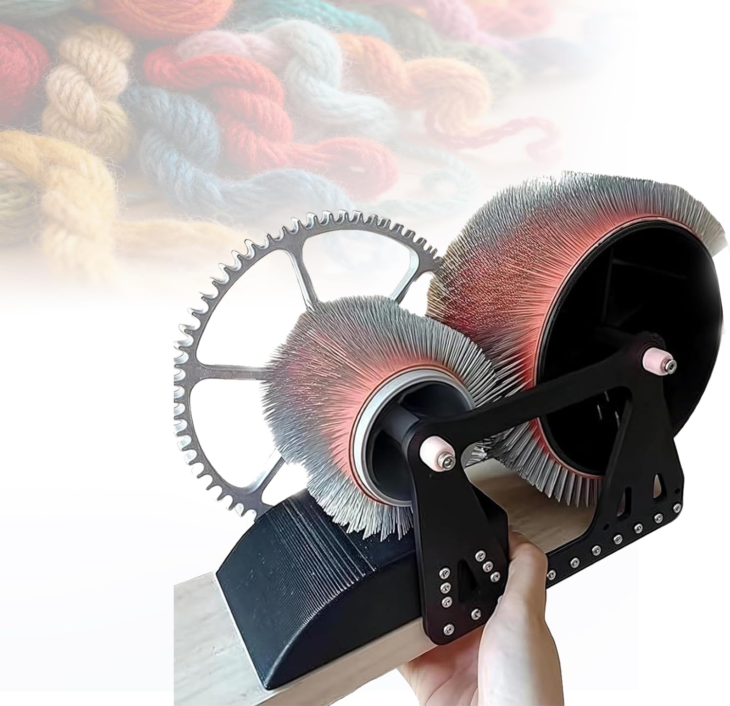 Jybnbbe As Shown Manual Wool Carding Machine, Wooden Drum Carder For Diy Felting, Color Mixing, Combing, Spinning, Impurity Removal, For Carding Wool Fibers And Making Felt Projects