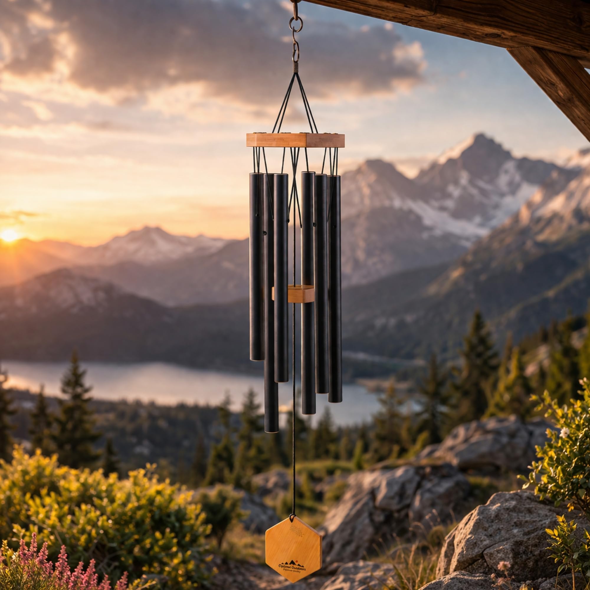 Wind Chimes for Outside - 29" Black Wind Chime Outdoor, Zen Garden Chimes for Outdoors, Tin Windchime, Decor Windchimes for Mom, Grandma, Gifts for Her
