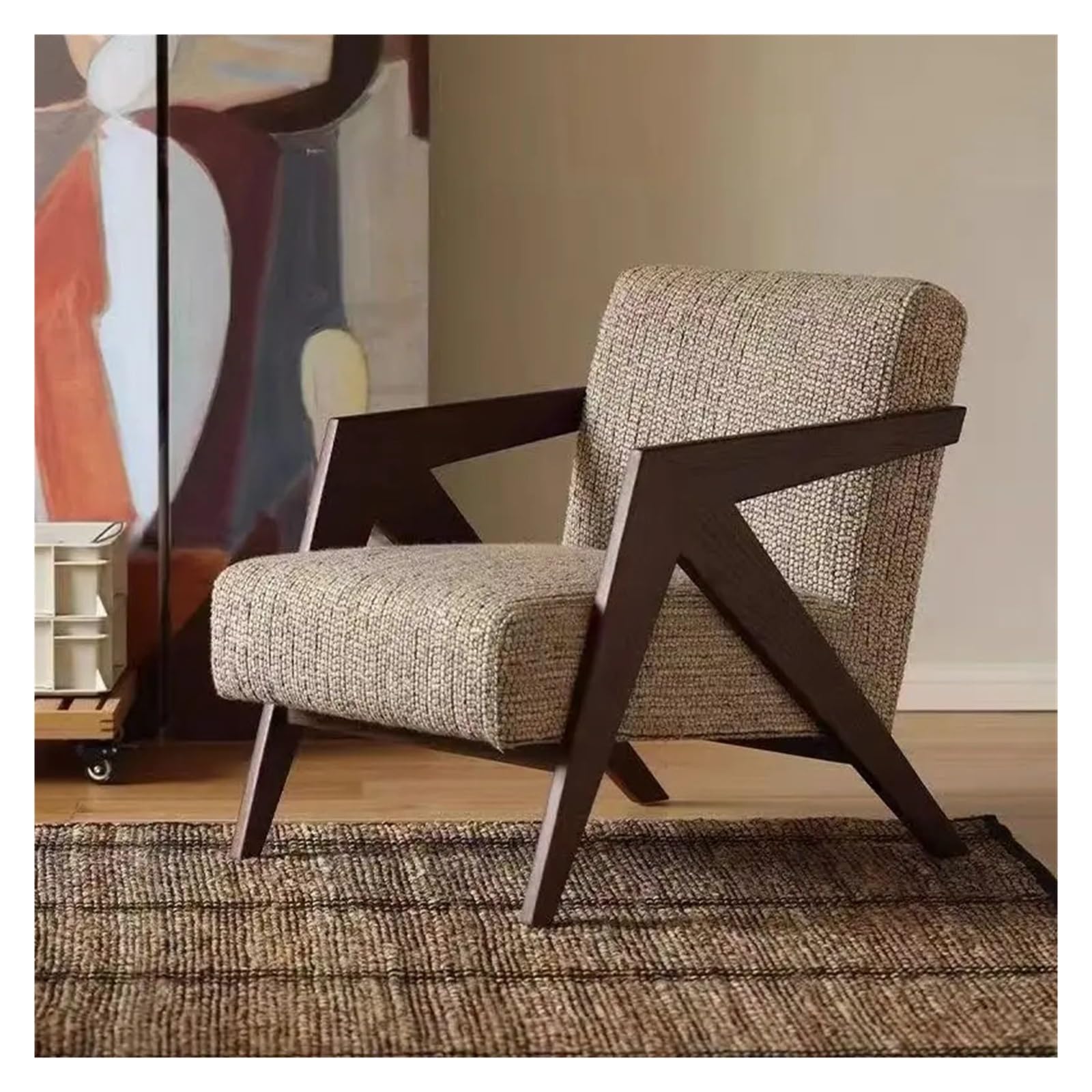 Sedia con accento a forma di uovo metà secolo, divano singolo retrò for soggiorno e balcone, comode sedute lounge(Walnut A)