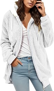 Teddy Fleece Jacket Women's Transition with Hood and Pockets Zip Plush Jacket Winter Jacket Lined Long Autumn Jacket Teddy Fleece Jacket Elegant 2023 Oversize Cuddly Jacket Teddy Jacket Corduroy